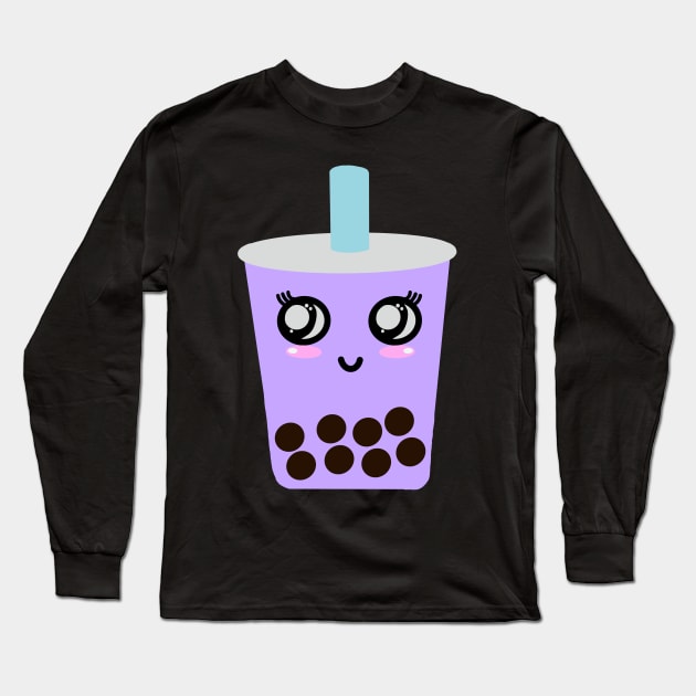 Happy taro boba Long Sleeve T-Shirt by tothemoons